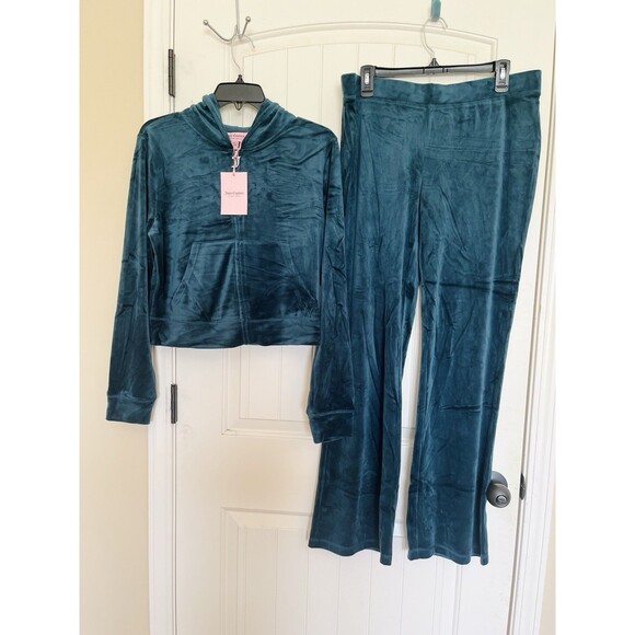 NWT JUICY COUTURE Size XL Velour Bling Tracksuits Set Rare Sea Blue - Picture 6 of 10